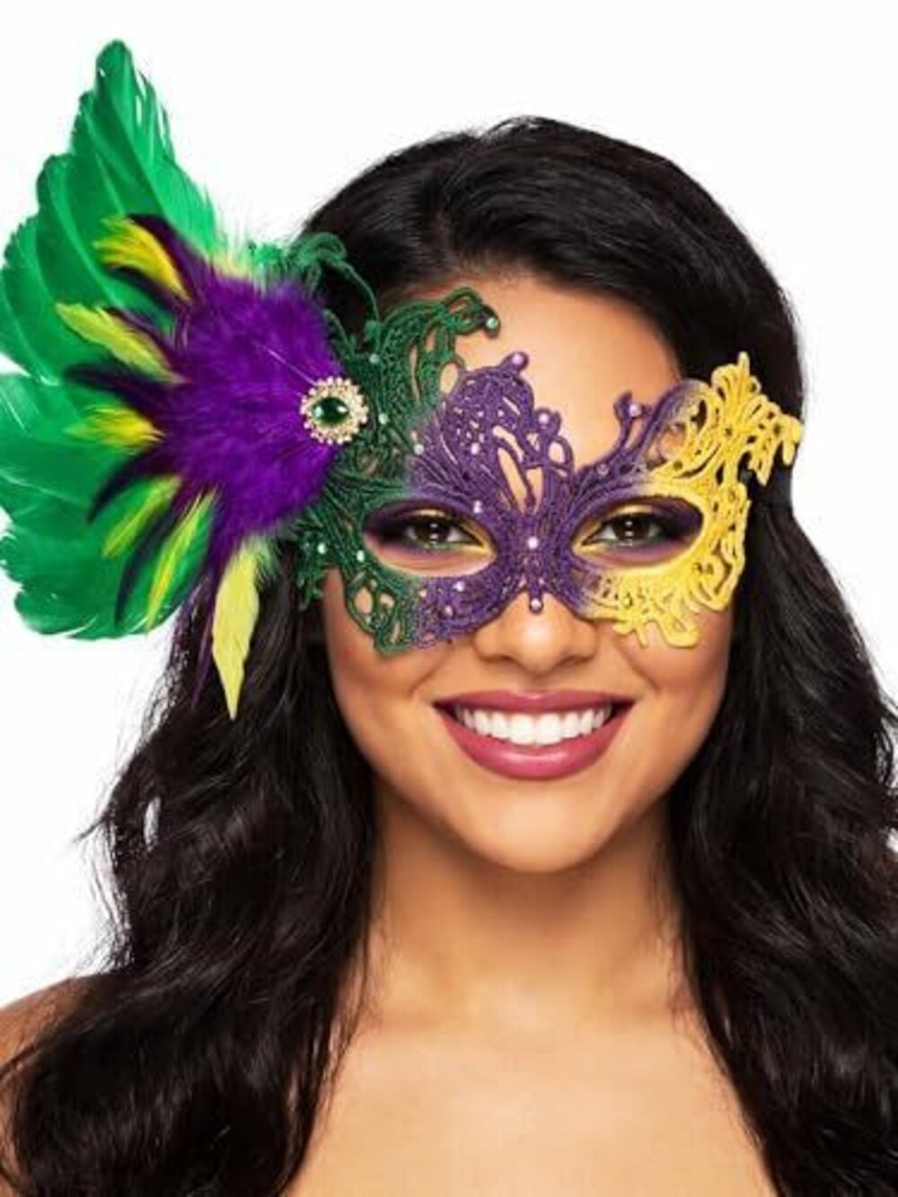 4472 Carnival Feather Mask Rhinestone Feather Masquerade Masks Costumes